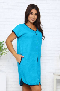 Халат женский Х-324 махра (р-ры: 46-60) изумрудный-темно-синий