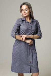 Платье женское П127 кулирка (последний размер) синий лен 54,62