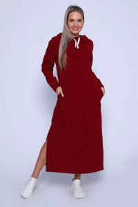 Платье женское с разрезами 488 "Готэм" футер 2-х нитка (р-ры: 48-58) бордо