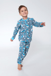 Пижама детская "КосмоДино" трикотаж (р-ры: 80-122) серый