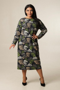 Платье женское П171 футер с лайкрой (р-ры: 50-60) оливка