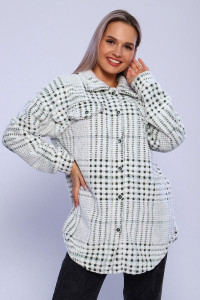 Туника-кардиган женская 884 велсофт (р-ры: 50-60) белый с зеленым