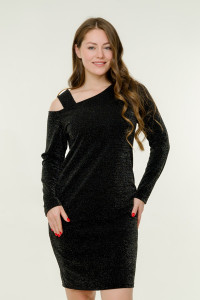 Платье женское ODIS-П473(ЛЮР)Ч трикотажный креп (р-ры: 42-52) черный