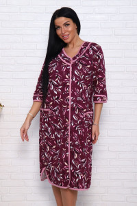 Халат женский 958-1 кулирка (р-ры: 50-60) бордо