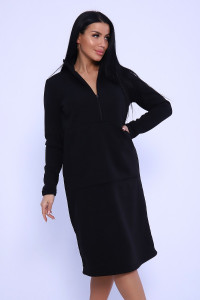 Платье женское №35320 футер 3-х нитка с начесом (р-ры: 46-54) черный