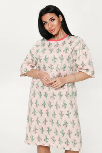 Платье-футболка женское "Салли" кулирка пенье (р-ры: 44-58) кактус
