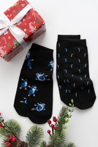 Носки мужские "Новогодние" синий - упаковка 2 пары