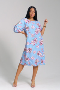 Платье женское "Лилия" штапель (последний размер) голубой 46