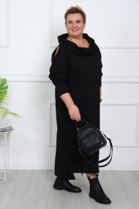 Платье женское "Астара" С-5240 футер (р-ры: 56-68) черный