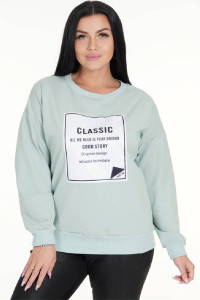 Кофта женская "Молния" футер 2-х нитка с лайкрой (последний размер) ментол 54