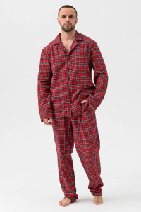 Пижама мужская "Добрый вечер" 2162-Ф фланель (р-ры: 48-58) бордовый