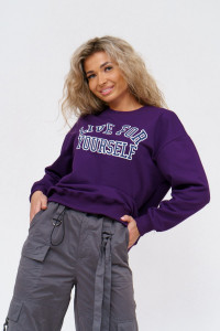 Свитшот женский 938 футер с лайкрой (р-ры: 44-56) фиолетовый