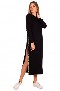 Платье женское с лампасами М678 футер с лайкрой (последний размер) черный 46