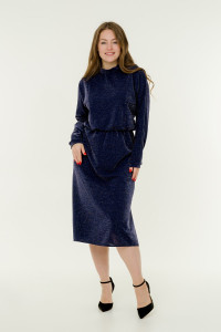 Платье женское ODIS-П474(ЛЮР)СИ трикотажный креп (р-ры: 44-50) синий