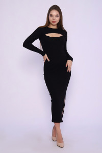 Платье женское №86073 рибана (р-ры: 44-50) черный