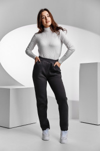 Брюки женские №67091 футер 3-х нитка с начесом (последний размер) фумэ 50,56