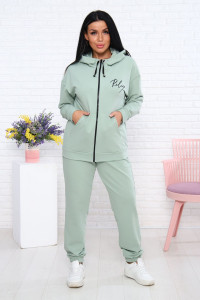 Костюм двойка женский 907-8 футер 2-х нитка с лайкрой (последний размер) светлая олива 56