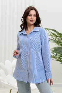Рубашка женская №9223 кулирка с лайкрой (р-ры: 48-64) голубой