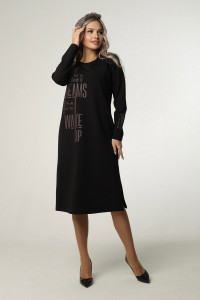 Платье женское П174 футер 2-х нитка петля пенье (р-ры: 44-60) черный