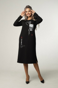 Платье женское П173 футер 2-х нитка петля пенье (р-ры: 44-60) черный