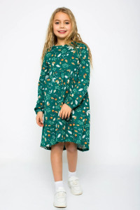 Платье детское "Наденька-24" кулирка (р-ры: 104-134) тёмно-зелёный