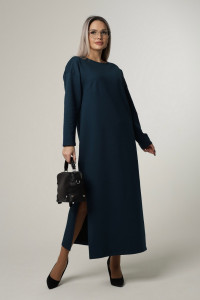 Платье женское П169 футер с лайкрой (р-ры: 44-60) тёмный петроль