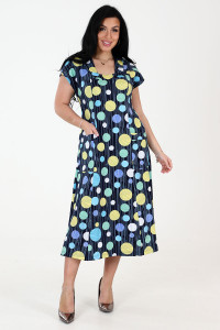 Платье женское "Рамка" ПлК-623 кулирка (р-ры: 48-62) шары на штрихах