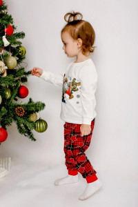 Пижама детская "Каникулы-4" кулирка (последний размер) молочный-красный 104,134