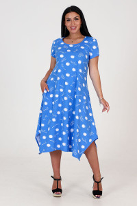 Платье женское "Волна" ПлК-458 кулирка (р-ры: 48-62) круги на голубом с надписями