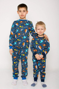 Пижама детская "Сплюша-6" кулирка (р-ры: 86-134) темно-синий