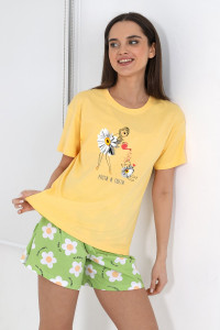 Пижама женская "Ромашка-4" кулирка (р-ры: 42-52) желтый