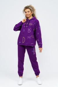 Костюм двойка женский 943 футер с лайкрой (р-ры: 42-56) фиолетовый