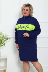 Платье женское "Тифани-2" С-5025 футер (р-ры: 54-64) темно-синий