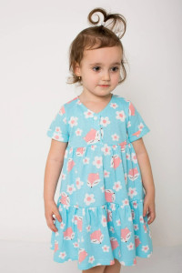 Платье детское "Эмма-5" кулирка (р-ры: 92-134) голубой