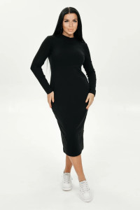 Платье женское "Интрига" рибана с лайкрой (последний размер) черный 46-48