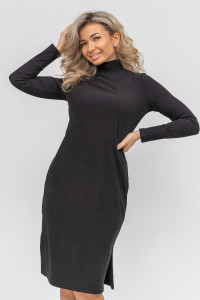 Платье женское 944 лапша рубчик с кашемиром (р-ры: 44-56) черный