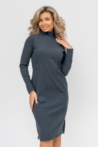 Платье женское 944 лапша рубчик с кашемиром (р-ры: 44-56) серый