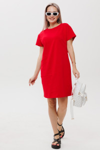 Платье женское П181 футер 2-х нитка пенье (р-ры: 44-60) красный