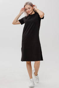 Платье женское П179 футер 2-х нитка пенье (р-ры: 44-64) черный