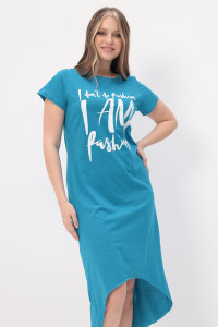 Платье женское ПТК-421 5018 кулирка меланж (р-ры: 44-58) бирюзово-синий