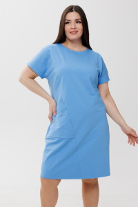 Платье женское П181 футер 2-х нитка пенье (р-ры: 44-60) голубой