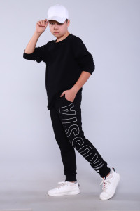 Брюки детские "Лига" футер 2-х нитка (р-ры: 140-176) черный