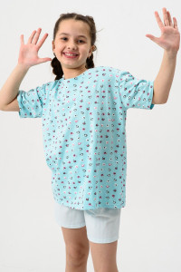 Пижама детская "Потеха" кулирка с лайкрой (р-ры: 128-164) бирюзовый лебеди