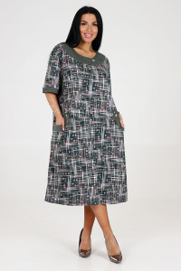 Платье женское "Ретро персона" ПлК-422 кулирка (р-ры: 62-72) горох в лабиринте