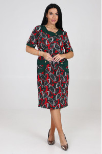 Платье женское "Ретро" ПлК-757 кулирка (р-ры: 48-60) красный лепесток на хаки