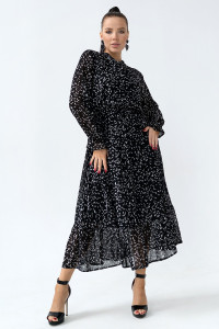 Платье женское П 321-1 шифон (р-ры: 42-56) черные веточки