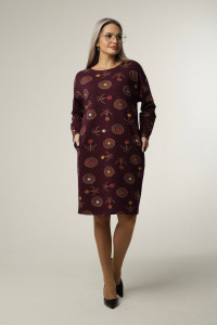 Платье женское П166 футер с лайкрой (р-ры: 46-60) винный