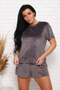 Костюм двойка женский 728 велюр (последний размер) графитовый 50