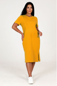 Платье-футболка женское ПлК-56 кулирка с лайкрой (р-ры: 46-56) желток