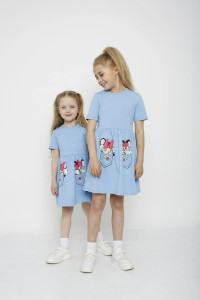 Платье детское "Николь-2" кулирка с лайкрой (р-ры: 92-134) голубой